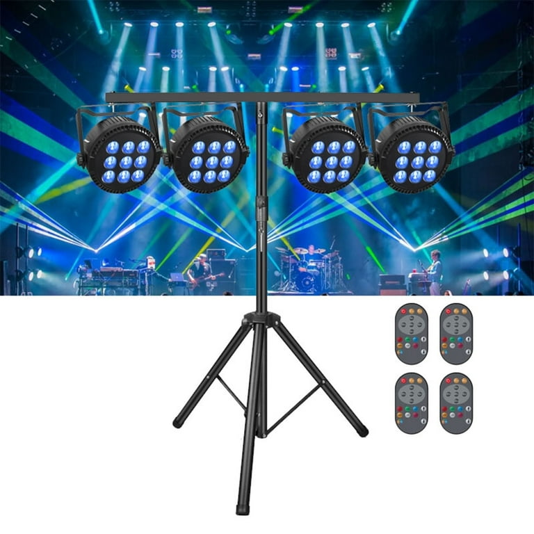 4pcs Stage Lights,9 LED DJ Par Lights w/Tripod Stand, RGBW Mixed