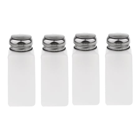 4pcs Stainless Pump Bottle Dispenser Push Down Container For Nail /Makeup Remover Cleaner Liquid Storage 250ml