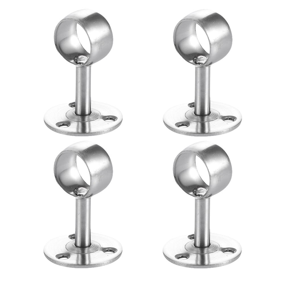 4pcs Stainless Shower Curtain Pipe Wardrobe Pole Holder Lever Flange