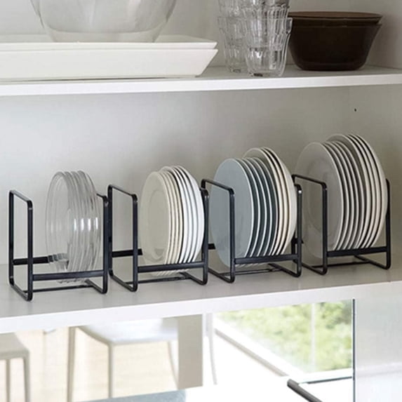 4pcs Stainless Steel Cabinet Plate Organizer & Dish Rack, Space-Saving ...