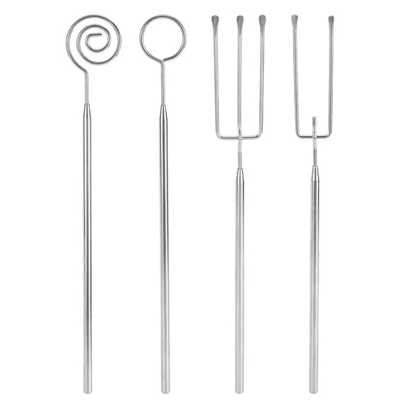 4pcs Stainless Steel Chocolate Dipping Tools Set for Candy Making, , Cake Decorating