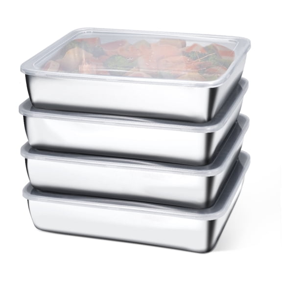4pcs Stainless Steel Containers with Lids, Stainless Steel Food Storage, Stainless Steel Snack Containers, Stainless Steel Lunch Box for Office Travel