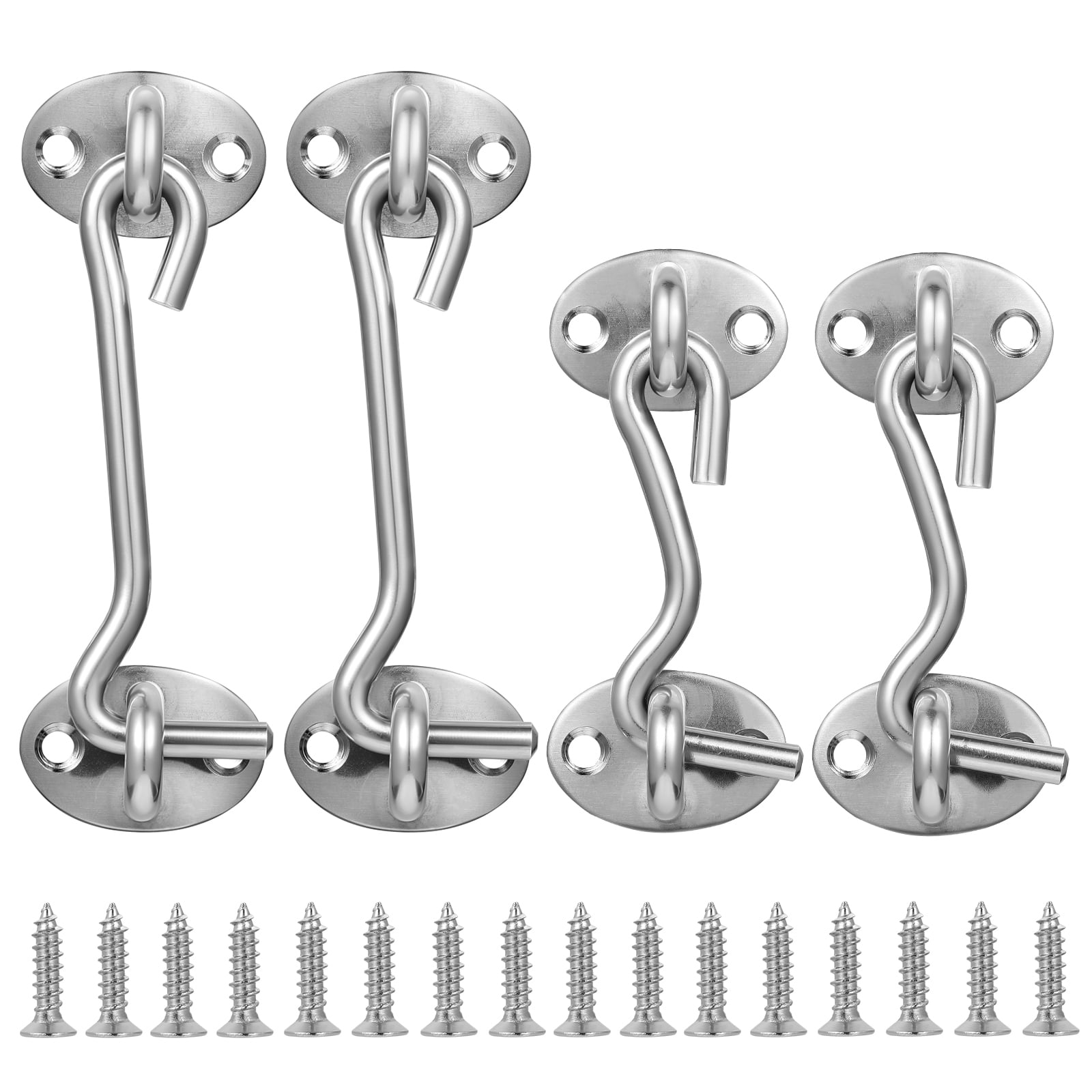 4pcs Stainless Steel Door Latches Hook and Eye Lock Latches Window Barn Door Hook Lock Latches