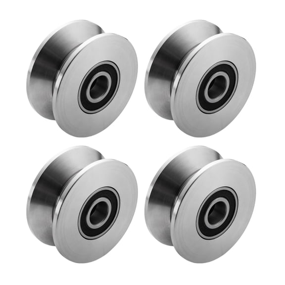 4pcs Stainless Steel H Groove Ball Bearing Pulley 2 Inches Roller Wheel Bearing Wheel Wire Rope Pulley for Lifting Guide