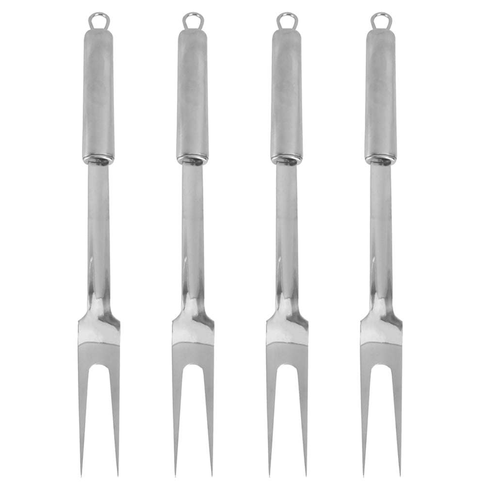 4pcs Stainless Steel Long Handle Barbecue Forks Corn Forks Fruit Forks