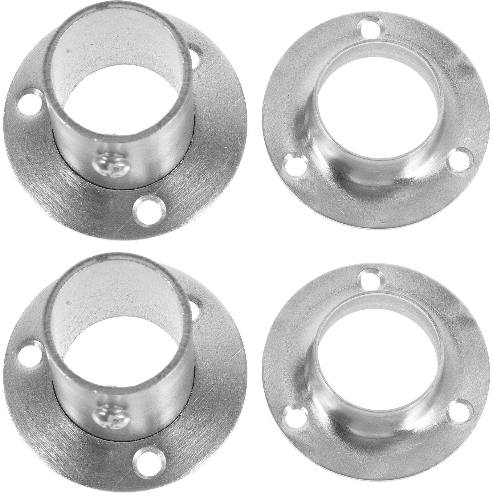 4pcs Stainless Steel Pole Sockets Flange Rod Holders Closet Rod