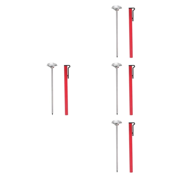 4pcs Stainless Steel Probe Cooking Thermometer Kitchen Tool Milk Frother Thermometer Coffee Baking Thermometer Accurate Food Temperature Thermometer