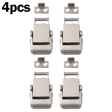 4pcs Stainless Steel Spring Hinge Lock Duckbill Buckle for Cabinet Tool Box Door Hardware Silver Black 42x23mm
