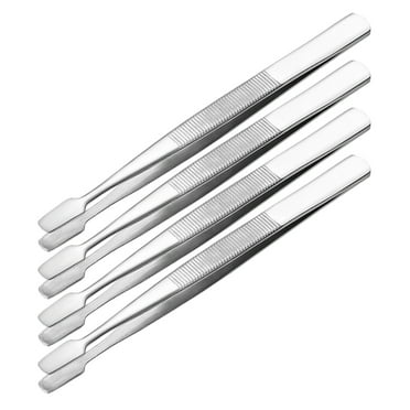 4pcs Stainless Steel Stamp Tweezers For Stamp Collecting Straight Tip Multipurpose Tweezers For Crafting And Lab Work Silver