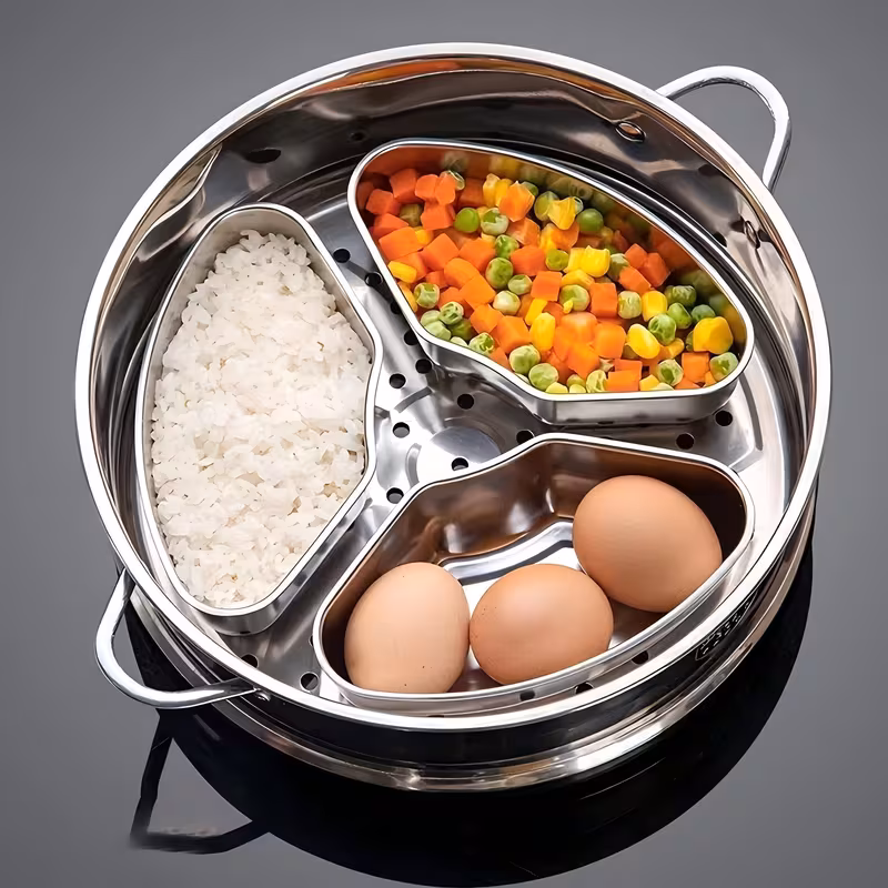 4pcs Stainless Steel Steamer Trays - Square Steamer Box Shape, Suitable for Rice Cookers, Durable, Heat Resistant, Washable, Cooking & Catering Accessories, No Charging Needed, Back to School + Lid