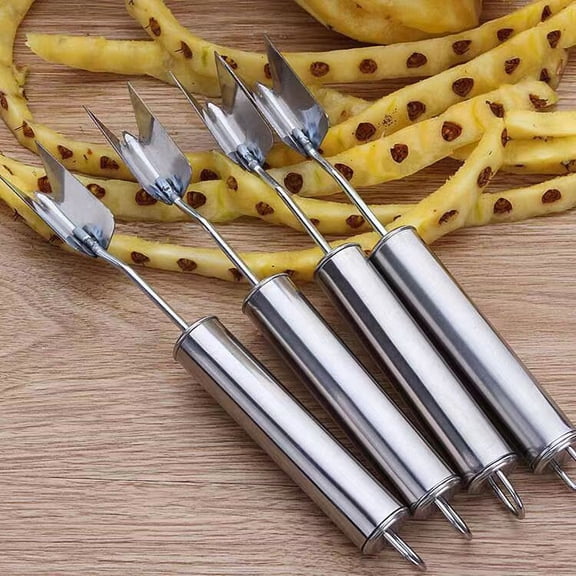 4pcs Stainless Steel v Knife Pineapple Peeler Eye Remover Tool Easy Peeling for Camping Kitchen, Fine shovel