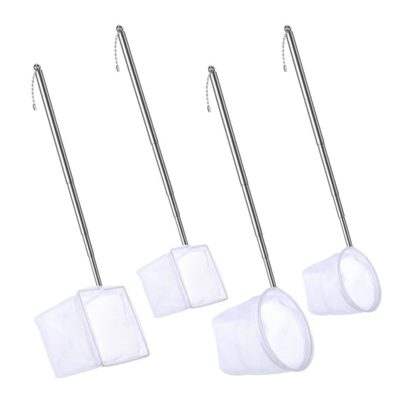 4pcs Stainless Telescopic Fish Landing Net For Small Aquarium Fish Round Square Shape Ergonomic Design