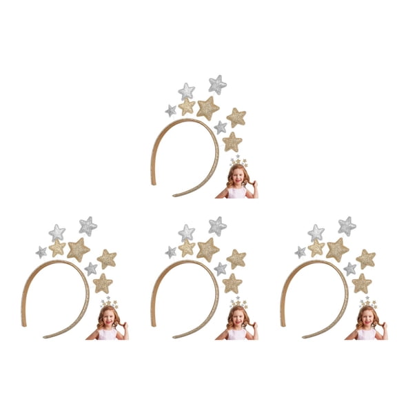 PartyKindom Luxurious Golden Star Headband, Glitter for Eye-Catching Parties 4Pcs