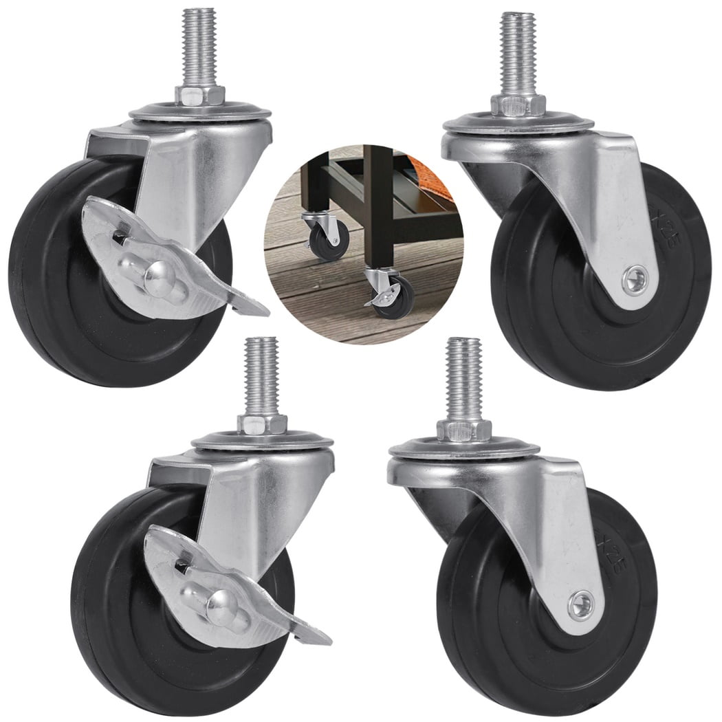 4pcs Stem Caster Wheels, 3’’ HeavyDuty Omnidirectional Swivel Casters