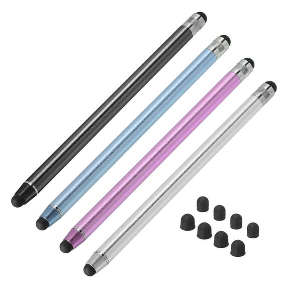 4pcs Stylus Pens for Touch Screens with 8 Extra Tips Capacitive Stylus Tablet Pen, Silver Purple Blue Black