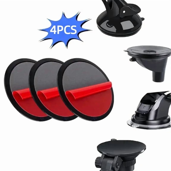4pcs Suction Cup Mount Base Compatible for Tomtom GPS, Dash Cam, Phone Holder & GPS Device - Dashboard Panel Adapter Plate with Adhesive Base (No Electronics)