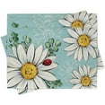 thumbnail image 1 of 4pcs Sunflower Daisy Flower Placemats Table Mats Durable Washable Rustic Linen Vintage Placemats for Home Dinner Party Camping Wedding Table Decoration 12 x 18 inches, 1 of 6