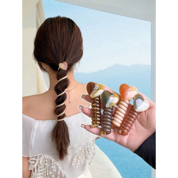 4pcs Sweet and Simple Bubble Braid Love Phone Rope Shape Hairband Braiding Artifact Headpiece
