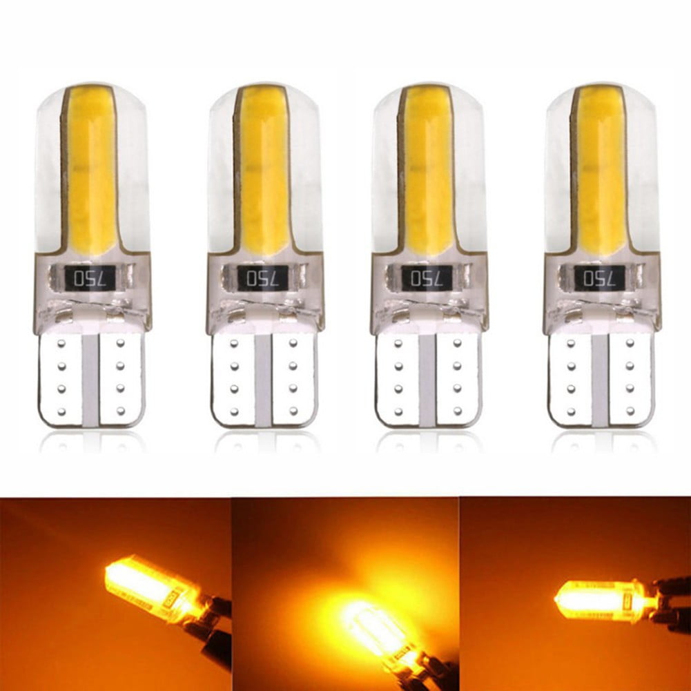 4pcs T10 194 168 W5W COB LED Car Canbus Silica Width Light Bulb Amber Lamp