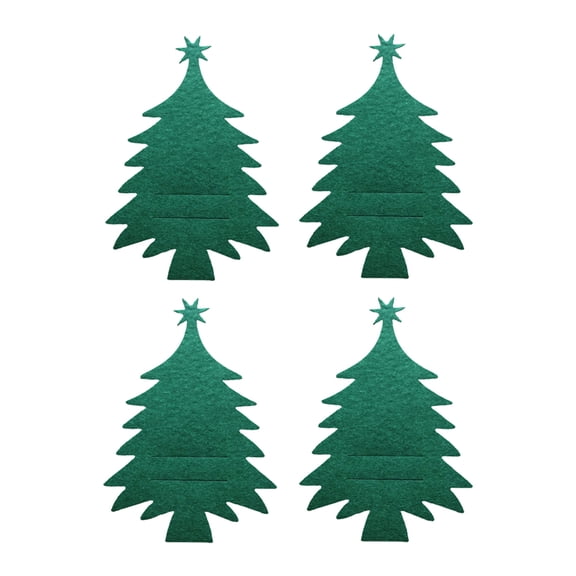 4pcs Tableware Holder Christmas Tree Fork Tableware Holders Dinner Table Decorations Home Kitchen Party Supplies