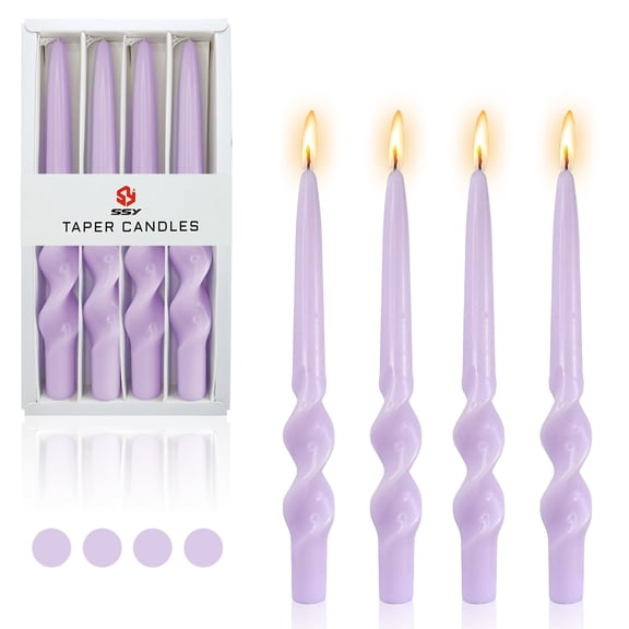 4pcs Tapered Candlesticks Spiral Taper Candle, 10 Inch Green Candlestick Twisted Taper Candles for Dinner Table Decor Housewarming Gift Idea