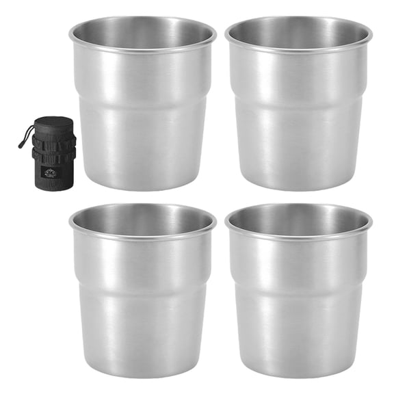 4pcs Teas Coffee Milk Beer Mug Stackable Camping Cup Drinking Cup with Cup Cover