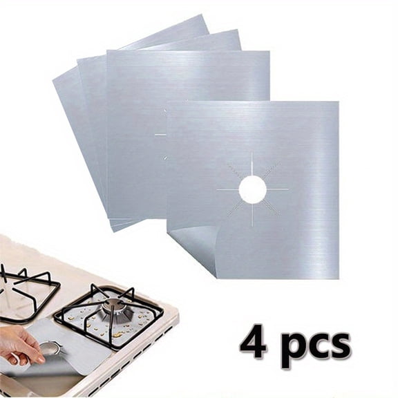 4pcs Teflon Stain & Oil Resistant Gas Stove Protector Mats | Non-Stick Kitchen Stove Cleaning Covers | Home Kitchen Accessories