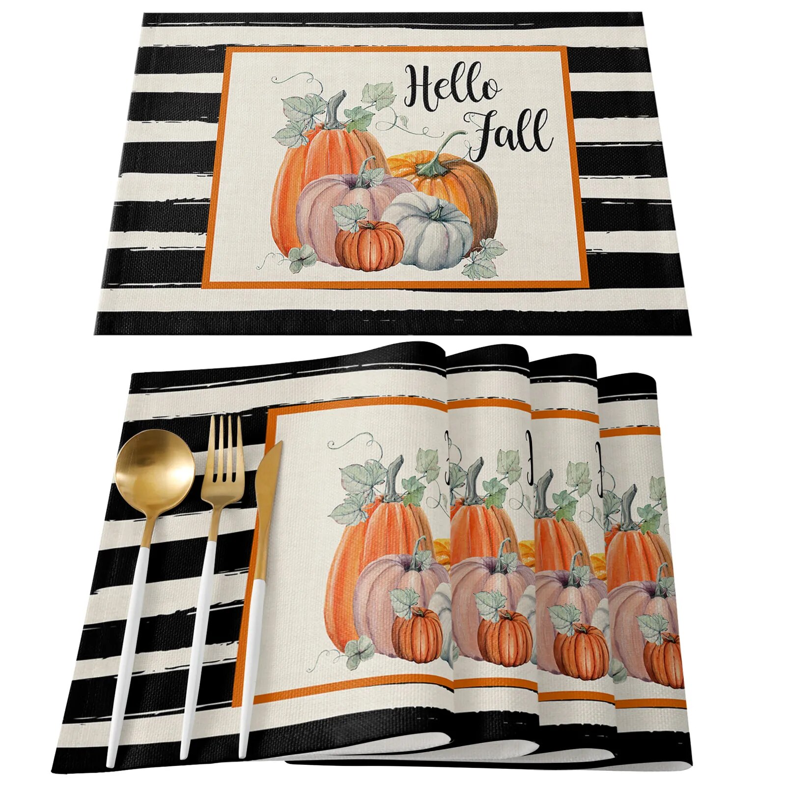 4pcs Thanksgiving Fall Pumpkin Farm Kitchen Dining Table Decor