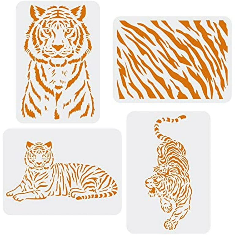4pcs Tiger Stencils for Painting A4 Size Tiger Skin Pattern Drawing Stencils Reusable Mylar DIY Art Craft Painting Template Chalk Signs for Wood Floor Wall and Fabric - Walmart.com tiger-stencil-detailed-laser-cut-stencil-of-a-fierce-tiger