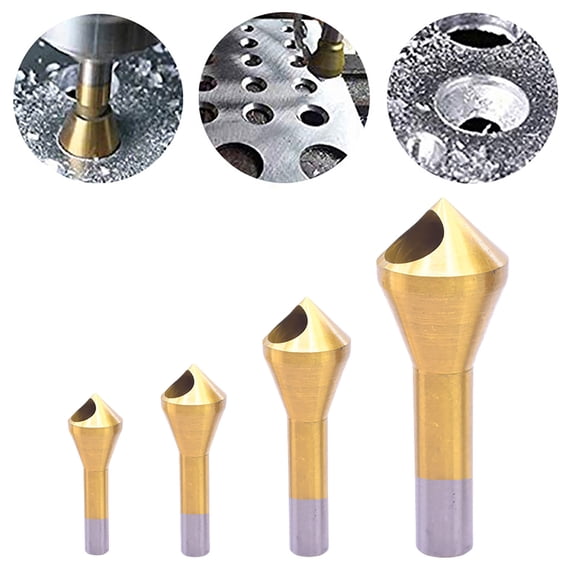 4pcs Titanium Coated Countersink Chamfer Tool Deburring Tool Set Metal Wood Drill Bits