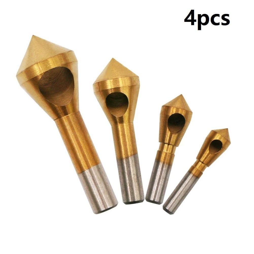 4pcs Titanium Countersink Deburring Drill Bit Hole Cutter Metal