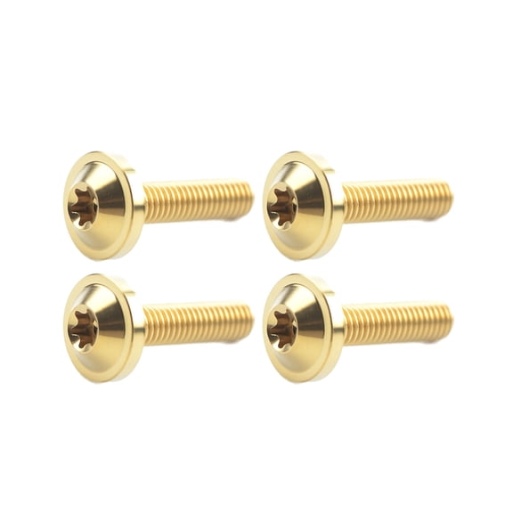 4pcs Titanium Ti M6x12mm Button Torx Head Bolt Screw for Bicycle Motorcycle M6x12, Gold
