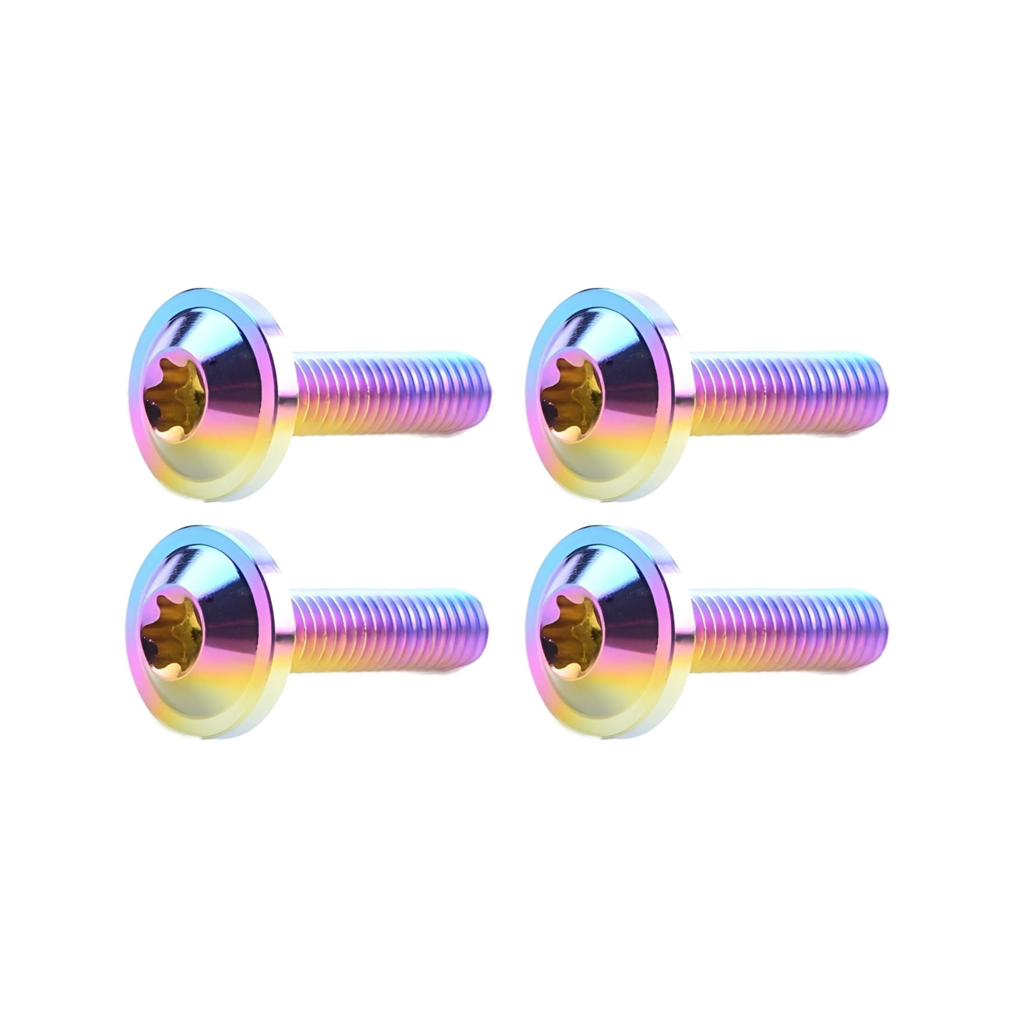 4pcs Titanium Ti M6x15mm Button Torx Head Bolt Screw for Bicycle Motorcycle M6x15, Glossy Candy Color