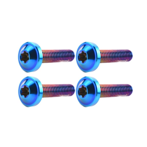 4pcs Titanium Ti M6x45mm Button Torx Head Bolt Screw for Bicycle Motorcycle M6x45, Burnt Blue