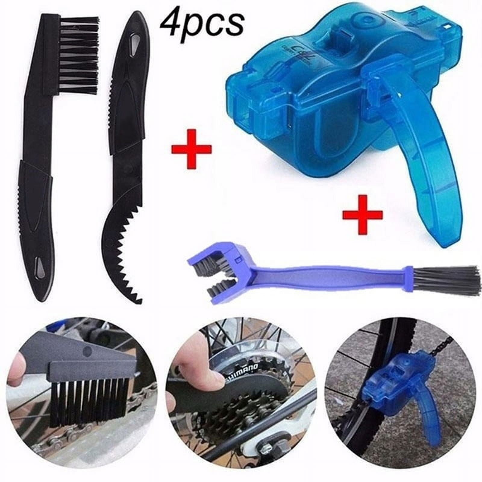 QIWYGPYQ Chain Cleaning Brush ,4 Pcs Motorcycle Bike Chain Cleaner Brush,for Gears Chains Maintenance Cleaning Brush Cleaner Tools (Blue + Red)