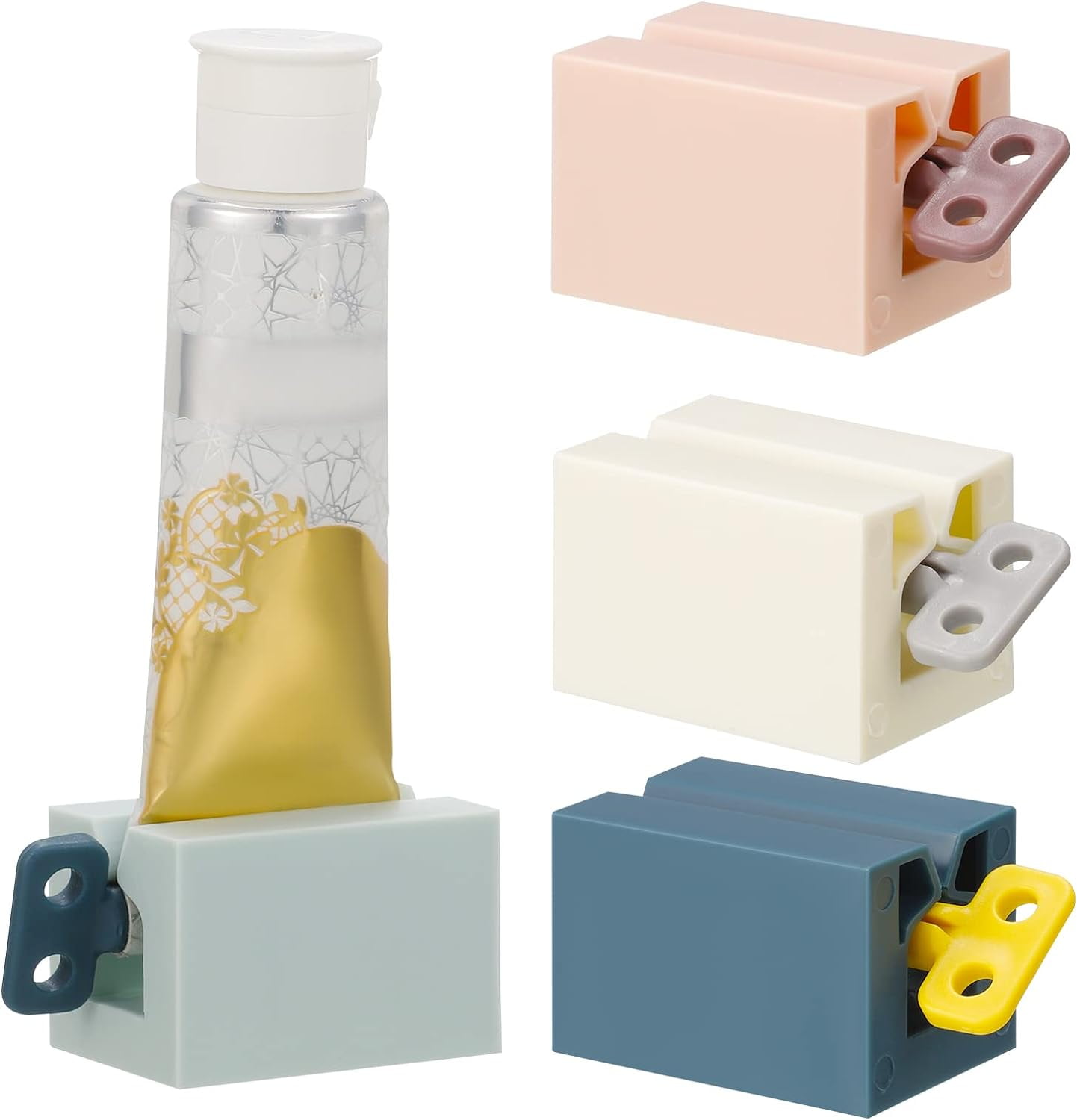 4pcs Toothpaste Squeezer, Plastic Rolling Tube Toothpaste Dispenser, Reusable Bathroom Tube Roller Key, 4 Color