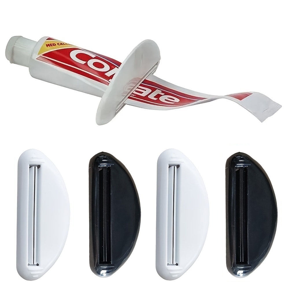 4pcs Toothpaste Tube Squeezer, Plastic Toothpaste Tube Squeezer Dispenser, Toothpaste Clips for Saving Toothpaste, Simple and Practical, Mobility and Daily Living Aids.(black+white)
