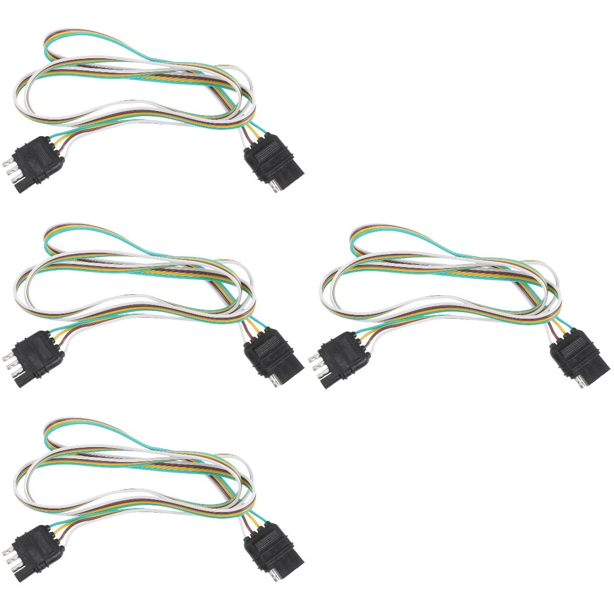 4pcs Trailer Light Wiring Harness Kit 4 Pin Trailer Connector Flat Wire Extension Connector