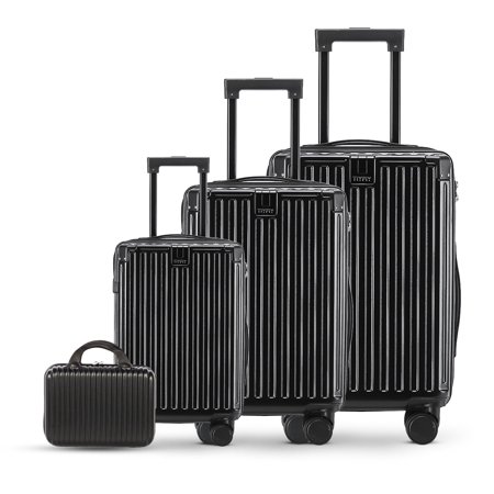 4pcs Travel Luggage Set With Cup Holder suitcase set with usb port TSA Lock ABS+PC Material Suitcase
