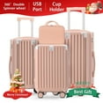thumbnail image 1 of 4pcs Travel Luggage Set With Cup Holder suitcase set with usb port TSA Lock ABS+PC Material Suitcase, 1 of 11