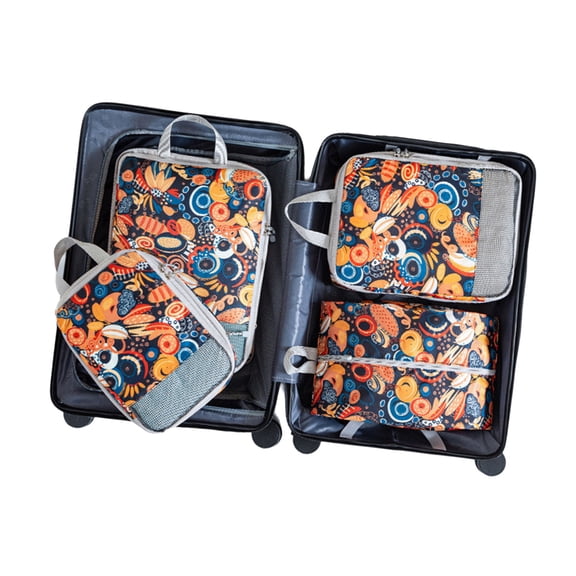 4pcs Travel and Home Organization Cubes Convenient Travel Packing Cubes In Printing Designs For Easy Organization