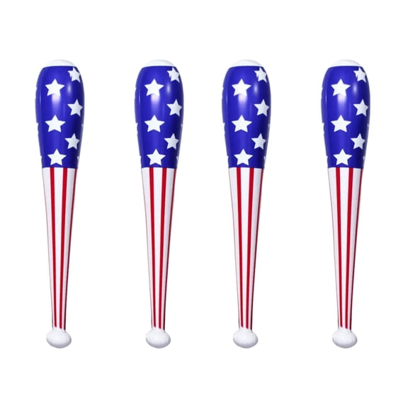 4pcs USA Flag Inflatable Baseball Bat 31.5 Inch Inflatable Baseball Inflates, American Flag Baseball Party Supplies, Sports Theme Inflatable Baseball Bat, Birthday Party Decorations