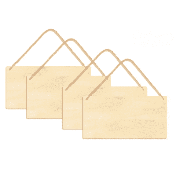 4pcs Unfinished Wood Sign Blank Rectangle Hanging Wooden Plaque DIY Craft Project Wood Sign with Rope Door Wall Art Decorative, 3.9x7.8''