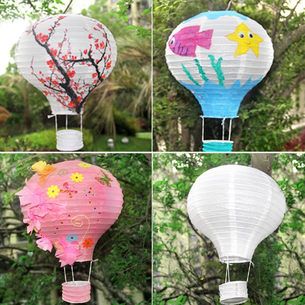 4pcs Unique Paper Lantern Hot Air Balloon Shaped Hanging Ornament
