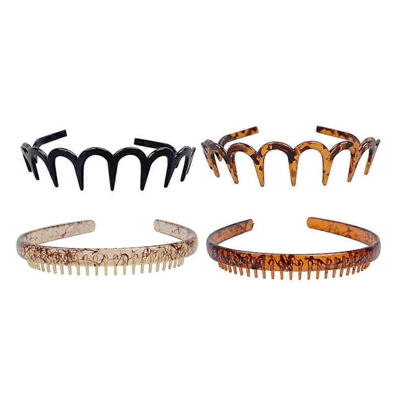 4pcs Unisex Hard Plastic Antiskid Hairbands Deep Durable Hoops for Long Hair Styling Bangs Accessories for Men Women15x12.8cmAssorted Color