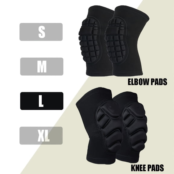 4pcs Unisex Knee & Elbow Pads Set, Adjustable Cushioned, Moisture-Wicking Fabric, Comfort for Training, Yoga, Hiking, Sports & Heavy Work