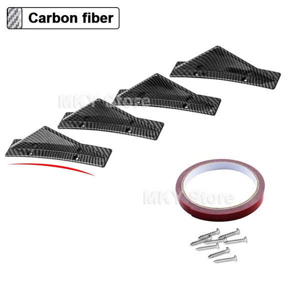 4pcs Universal ABS Car Modified Rear Bumper Diffuser Spoiler Rear Bumper Lip Diffuser Anti-collision Accessories included
