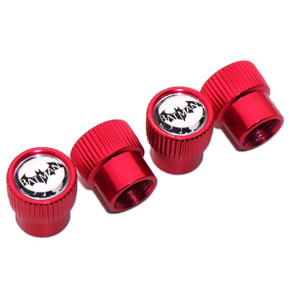 4pcs Universal Fit Batman Car Wheels Tire Air Valve Caps Stem Dust Cover Red