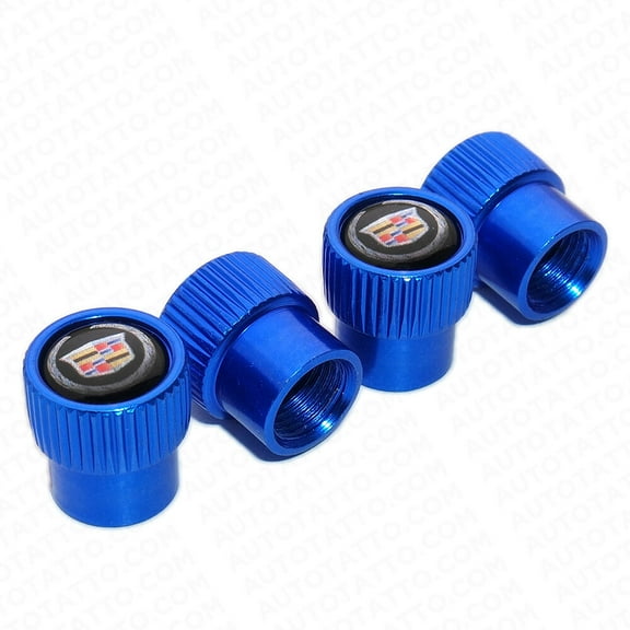 4pcs Universal Fit Cadillac Car Wheels Tire Air Valve Caps Stem Dust Cover Blue