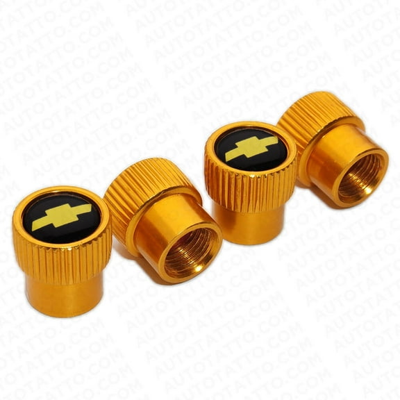 4pcs Universal Fit Chevrolet Car Wheels Tire Air Valve Caps Stem Dust Cover Gold